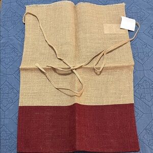 Pottery Barn Tan and Red burlap gift sack (2/5)
